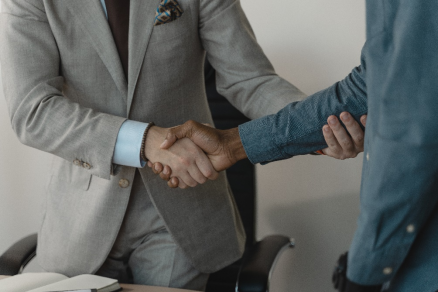 Handshake before an interview.