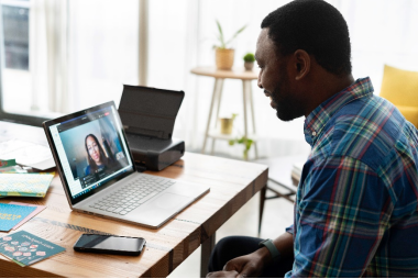 An online interview taking place.