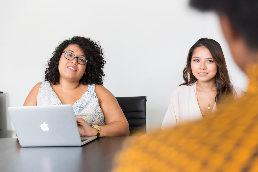 Solar energy recruiters interviewing a candidate