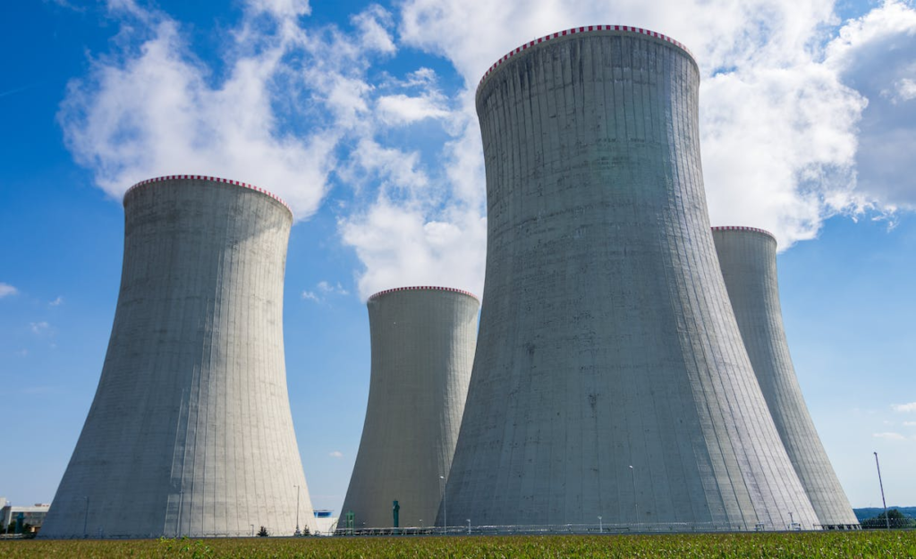 An image of a power station chimney